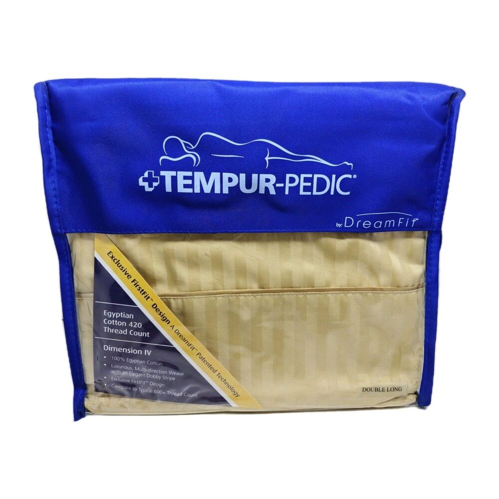 Tempur-Pedic Dream Fit Sheet Set Double Long New Gold 100% Egyptian Cotton 420